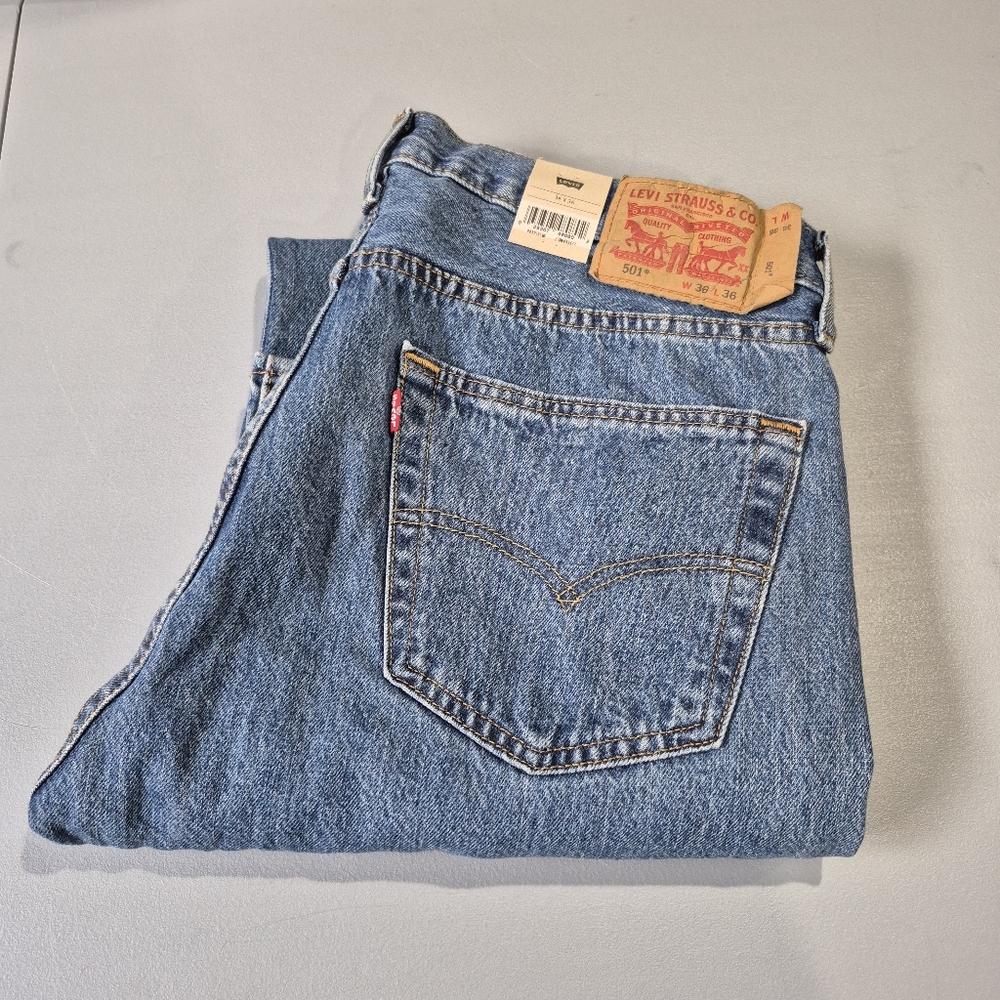 Levis 501 Jeans Mens 36x36 Blue 100% Cotton Non Stretch NEW‎